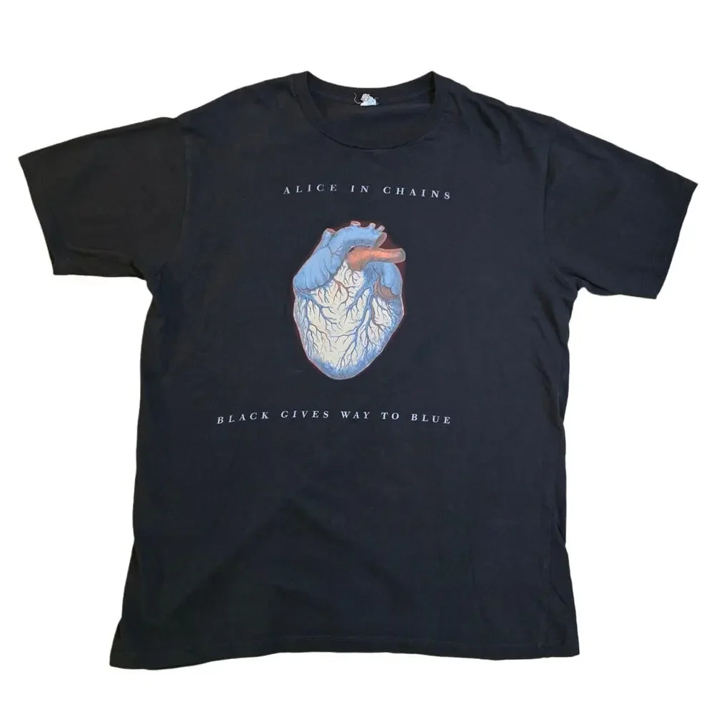 AiC Tshirt  XL Black Graphic Print Cotton Alice Chains Black Gives Way Blue 2010 - Picture 8 of 10